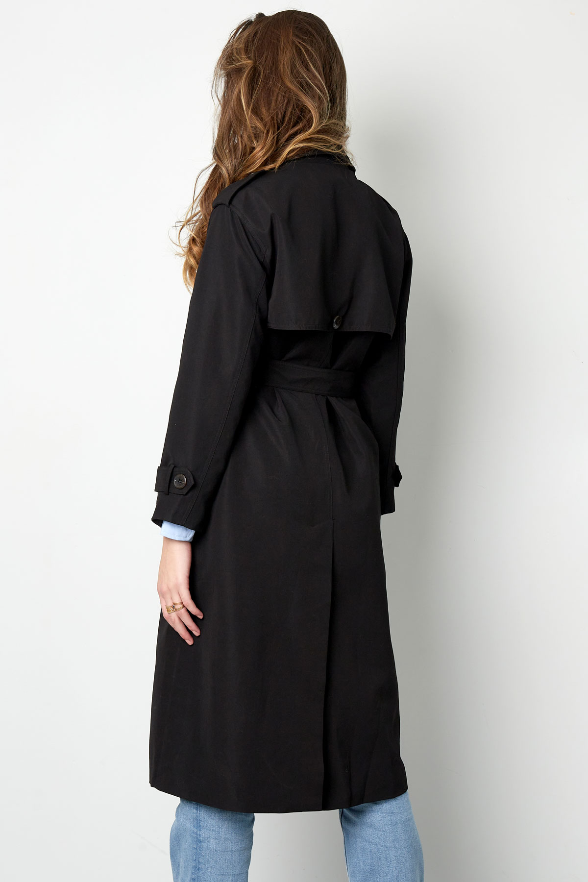 Long basic trench coat - black S h5 Picture13